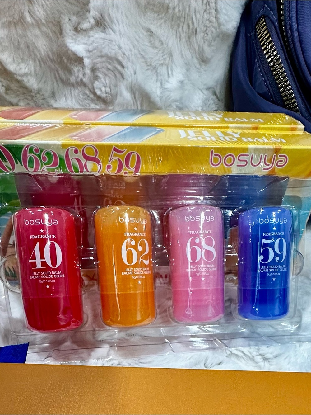 Colorful Jelly Solid Balm Set - Red, Orange, Pink, Blue